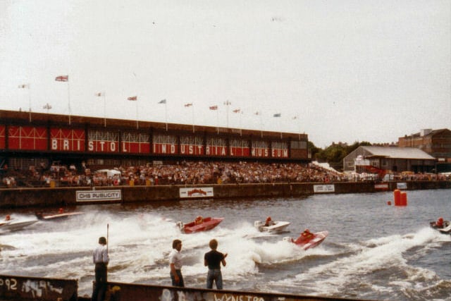 Powerboat racing was a common sight in Bristol’s docks from 1972 until 1990, attracting crowds of thousands, as in this photo from June 1982. The powerboats often reached speeds of over 100mph but there were sadly seven deaths over the two decades. Photo by Keith Edkins.