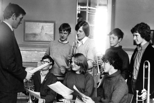 The brass chamber ensemble at Mortimer Secondary School in the 1970s.