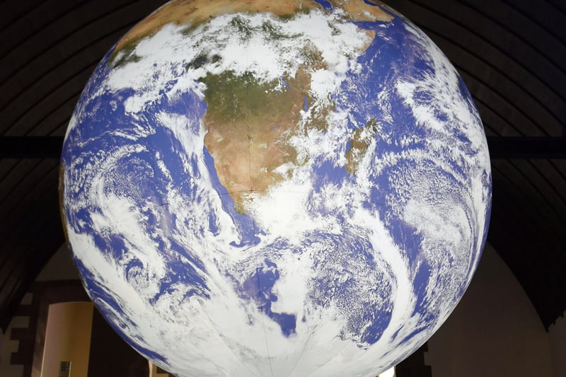 Gaia is 2.1 million times smaller than the real Earth with each centimetre of the internally lit sculpture describing 21km of the Earth’s surface.  By standing 181m away from the artwork, the public will be able to see the Earth as it appears from the moon. 