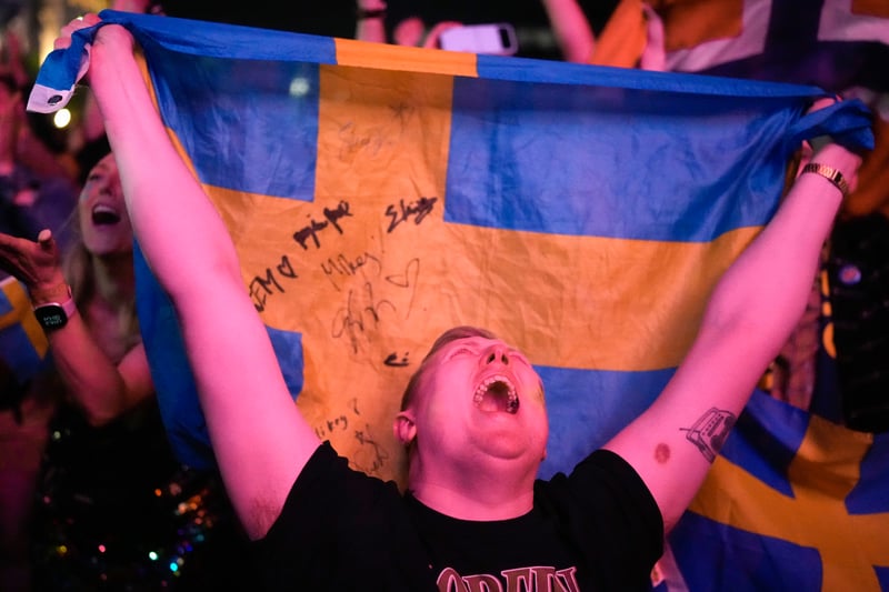 Swedish music fans celebrate Sweden winning the Eurovision