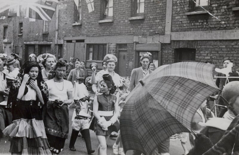 A street celebration, possibly for the Coronation, in Weare Street, circa 1953.