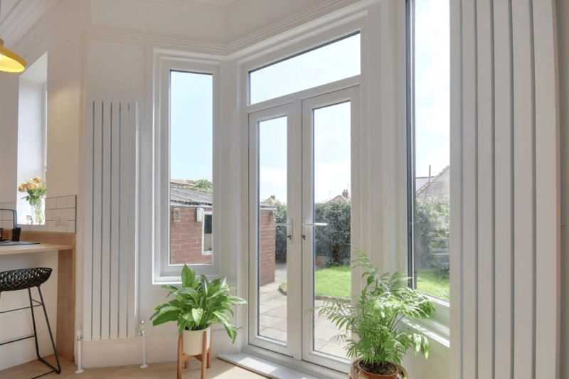Gorgeous French doors lead out to the garden