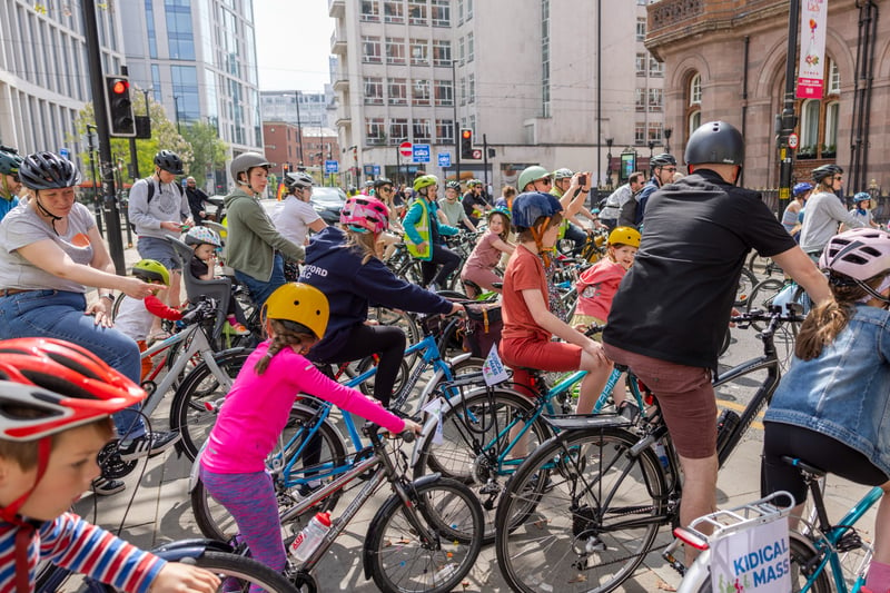 The ride was organised by parents who want to see city streets made safer to encourage more active travel, especially for young cyclists. Photo: Rebecca Lupton