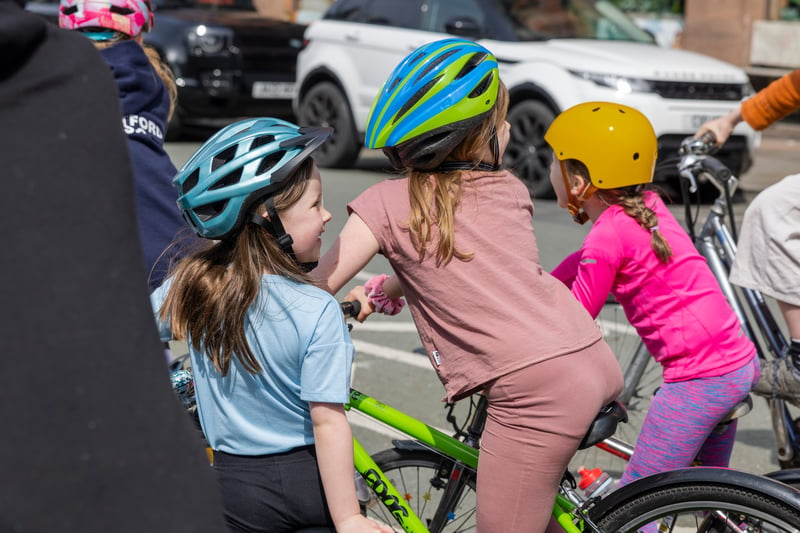 The ride was organised by a group of parents who want cycling to be safer and easier in Manchester, especially for young riders. Photo: Rebecca Lupton