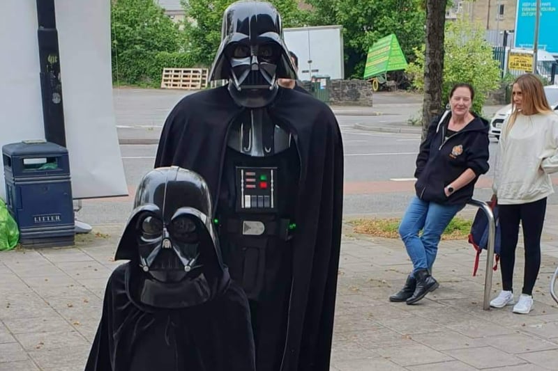 Darth Vader came in two different sizes outside Retro Bristol on Brislington Hill.