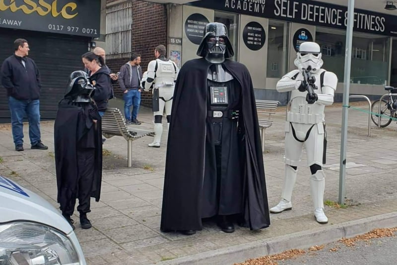 Darth Vader and Stormtroopers were spotted on the pavement, much to the surprise of passers-by.
