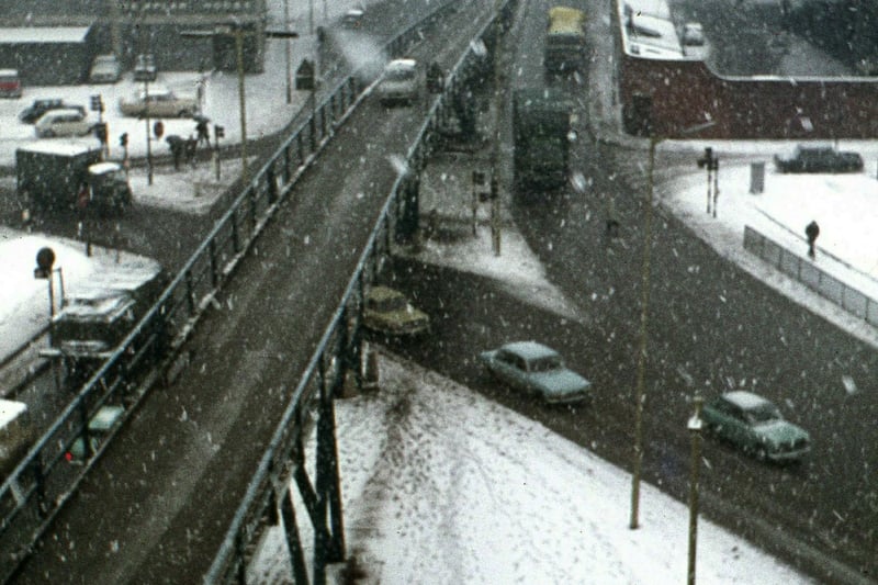 Same year, 1970, here’s a view of a lone car going up the flyover from Temple Gate.