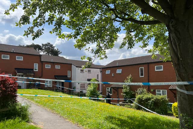 The scene with police tape around homes in Greystoke Gardens in Westbury-on-Trym (Photo credit: @MPowerBristol)