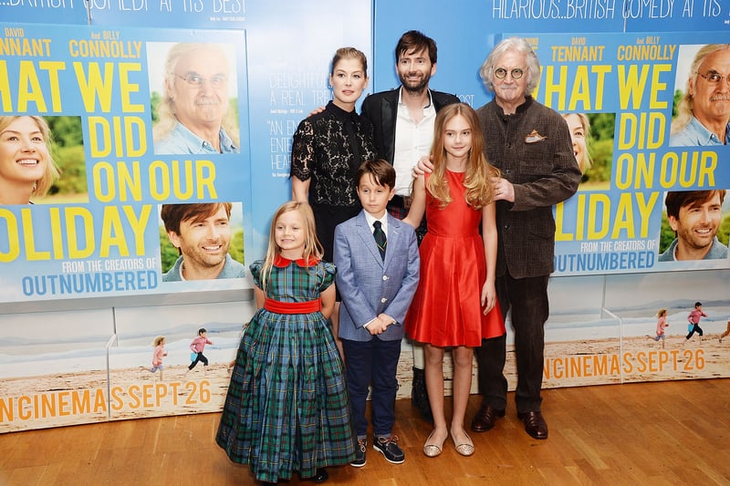 Rosamund Pike, David Tennant, Billy Connolly, Harriet Turnbull, Bobby Smalldridge and Emelia Jones attend the World Premiere of “What We Did On Our Holiday” at Odeon West End in September 2014.