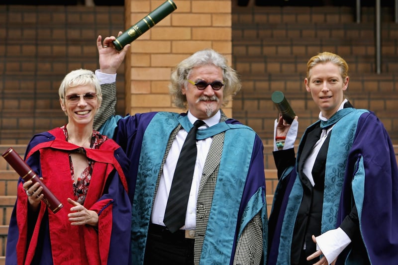 Billy Connolly, Annie Lennox and Tilda Swinton pose after receiving honorary degrees from the Royal Scottish Academy of Music and Drama in July 2006. 