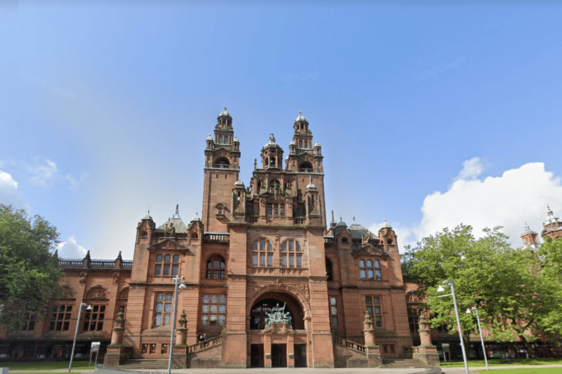 Now this doesn’t matter too much (given how symmetrical the building is) but there’s a common misconception that the gallery is built back to front. This is not the case, although many tourists and Glaswegians alike believe it to be. The main entrance to Kelvingrove Art Gallery and Museum’s South is not from the road, but actually from Kelvingrove Park itself. Pictured is the ‘Grand Entrance’ as seen from Kelvingrove Park, it’s the main entrance to the gallery, despite being the less commonly used. You can find a statue of St. Mungo there, the patron saint of Glasgow.