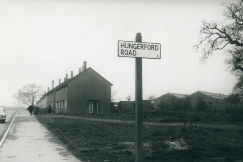 Hungerford Road photographed pre-development with a few new houses and wooded grassland.