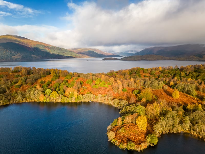 The island features views of the Ben Lomond and Arrochar Alps