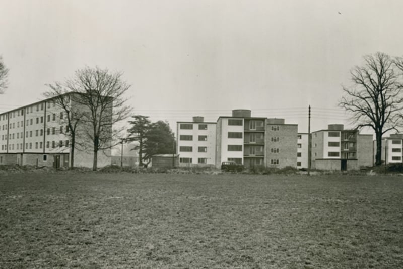 Five-storey flats and maisonettes at Henbury Court in the 1970s