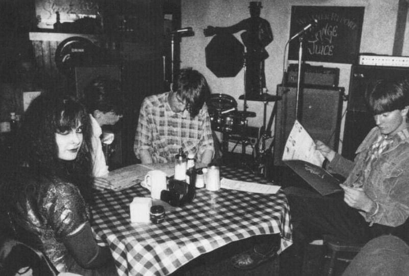 The Spaghetti Factory put on some of the best upcoming bands in Glasgow before it became Stravaigin - another Glasgow institution loved for an entirely different reason. Pictured here is one half of Strawberry Switchblade with Orange Juice ahead of a gig.