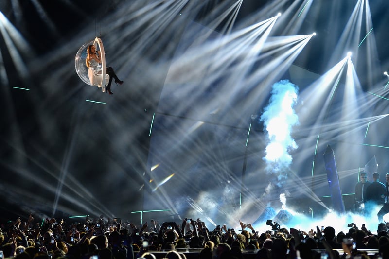 Ariana Grande was the first act of the night playing Break Free with a spectacular stage set at the Hydro. 