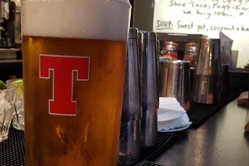 Hillhead Bookclub’s Tennent’s lager costs £4.95 but is a cracking cold pint. 
