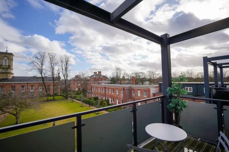 The balcony is spacious enough for a table and chairs and have lovely views of Didsbury Gate