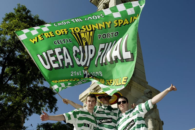 Celtic fans travelled to Seville in their thousands for the 2003 UEFA Cup final against Porto.