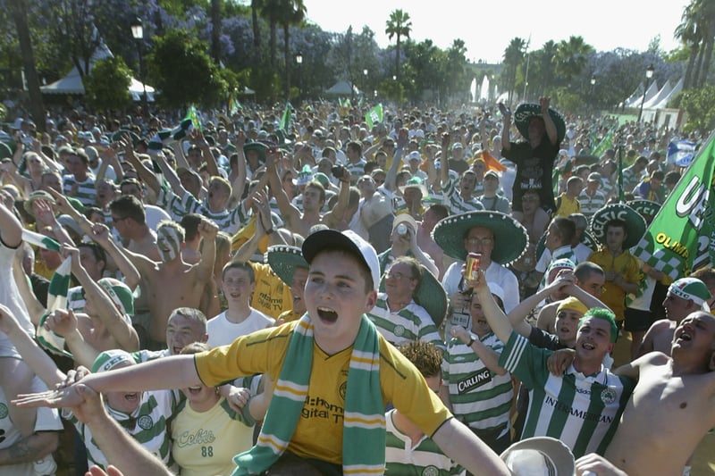 An estimated 80,000 Celtic fans headed to southern spain and were partying near the city’s cathedral area.