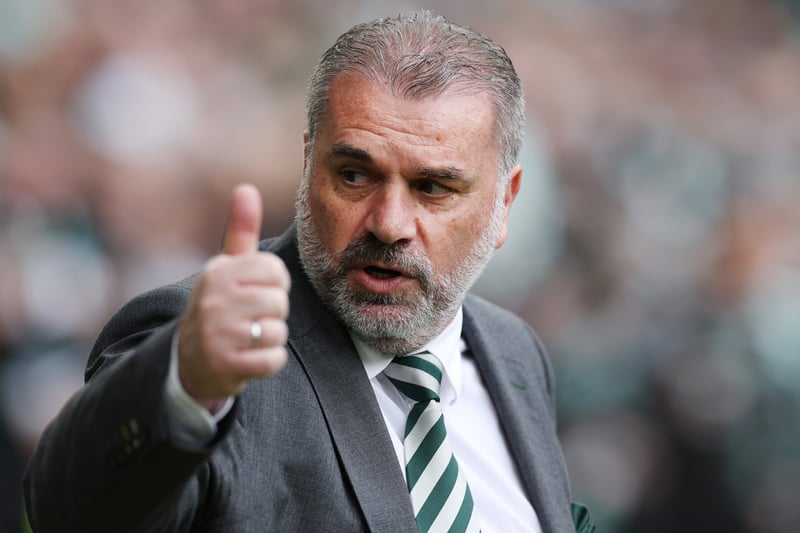 Celtic manager Ange Postecoglou gestures towards his dugout as his side searches for a route back into the contest. 