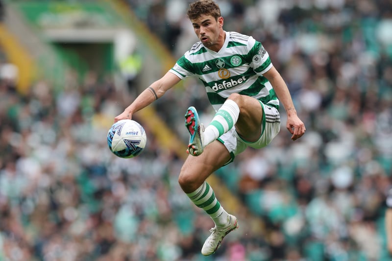 Midfielder Matt O’Riley attempts to control a high ball as Celtic continued to struggle against the Buddies. 