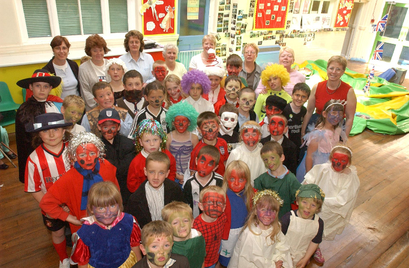 It's 2004 and this was the scene at Haswell Primary where the remaining pupils and teachers were pictured days before it closed.