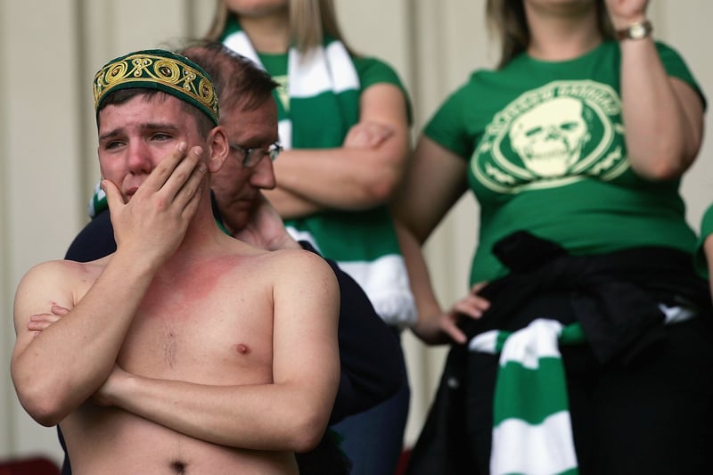 The incredible climax to an amazing season proved too much for this distraught Celtic supporter. It was a truly devastating way for the Hoops campaign to end. 