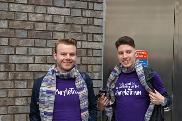 Transport enthusiasts Ian Kelly (left) with his friend Timothy Leberl (right) were amongst the first passengers to board the Elizabeth line from Paddington Station.