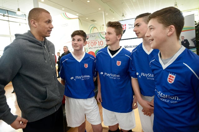 Sunderland player Wes Brown met the year 10 football team pupils at The Academy at Shotton Hall in 2015.