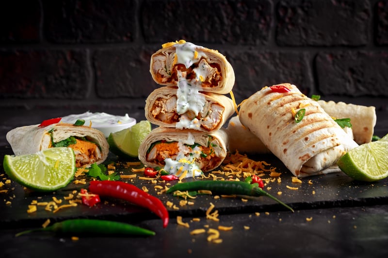 The grilled chicken burrito from Tortilla is the third most ordered dish in Birmingham. Tortilla is located in Stephenson Place. It serves authentic California-style Mexican burrito or taco. (Photo - grinchh - stock.adobe.com)