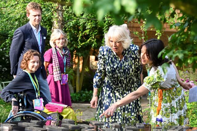 Queen Camilla visited the garden on Monday during an appearance at the Chelsea Flower Show