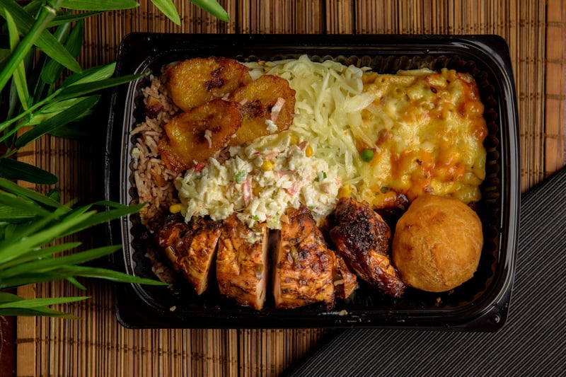 Jamakin Me Hungry Box from Caribbean Kitchen in Moseley is the fifth most ordered dish in Birmingham on Deliveroo. It consists of plantain, mac’n’cheese, dumplings, rice & peas and more. (Photo - Adobe Stock Images)