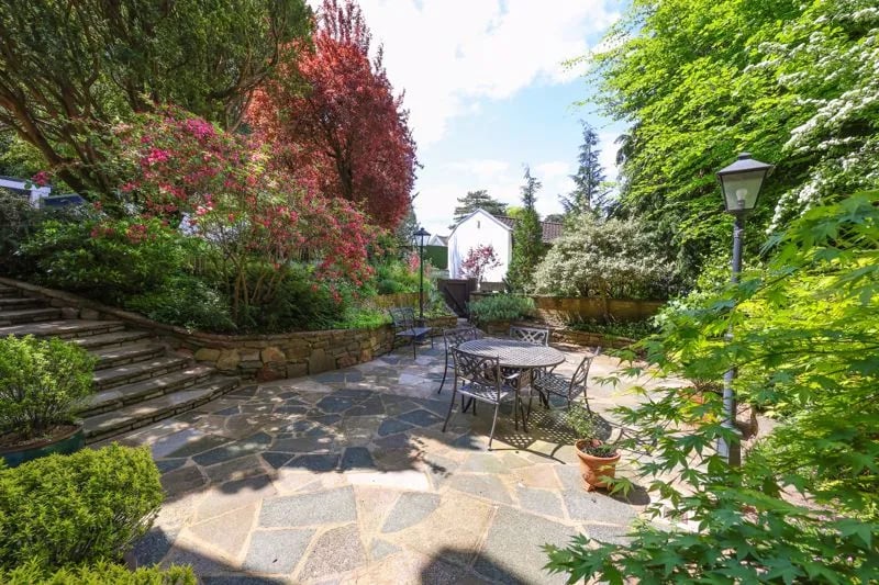 “Externally the grounds are nestled into the hillside and have been landscaped to create a relatively low maintenance garden offering high levels of privacy.”