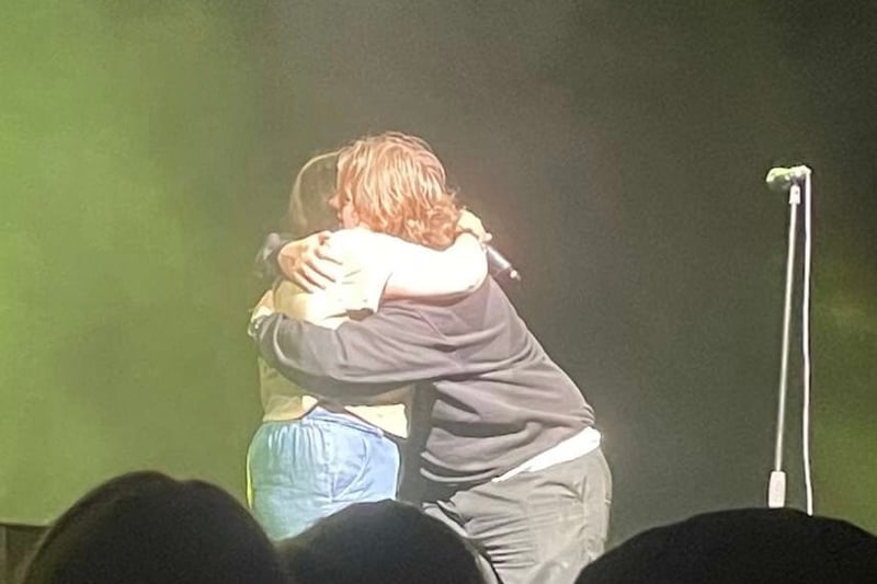Lewis Capaldi thanks fan Yasmin after they performed an impromptu duet on stage.