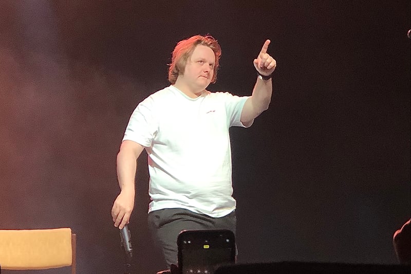 Star Lewis Capaldi arrives on stage at the Marble Factory for an intimate show to promote his new album
