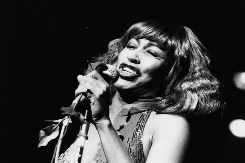Tina Turner performing on stage at the Hammersmith Odeon in February 1978. (Photo by Keystone/Hulton Archive/Getty Images)