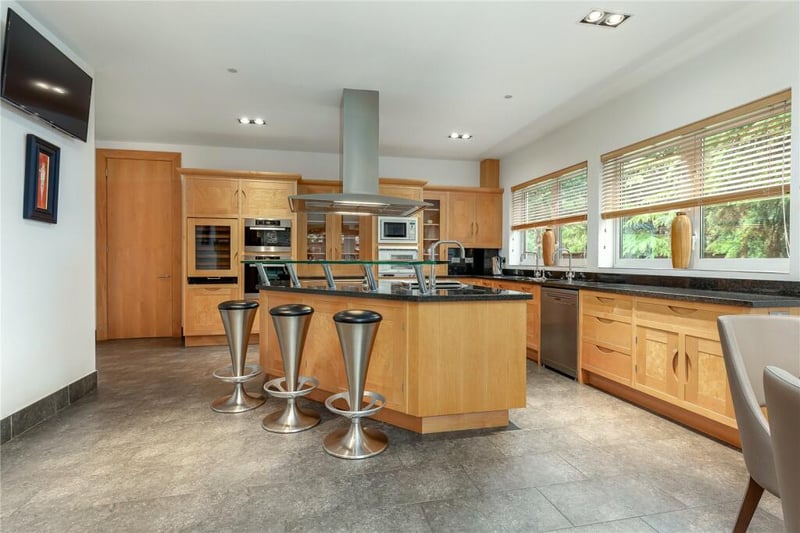 The modern kitchen complete with an island in the Bothwell mansion