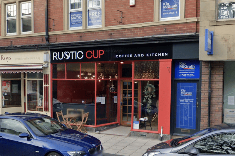 Rustic Cup, on Park View in Whitley Bay, has a Google rating of 4.7 from 212 reviews.