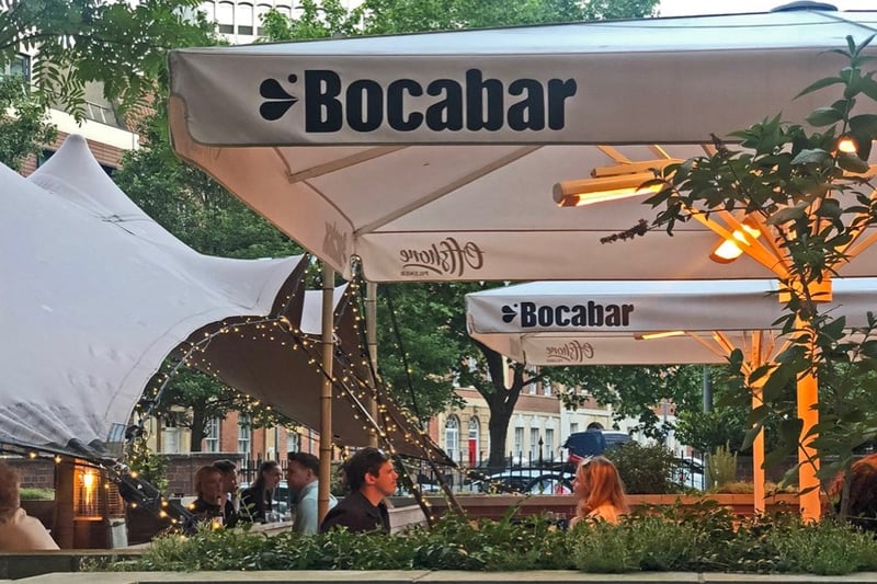 The outdoor terrace at Bocabar has huge ‘jumbrellas’ and a stretch tent should the weather turn, but when the sun shines, it’s an equally delightful spot to enjoy cocktails, brunch, pizzas and small plates.