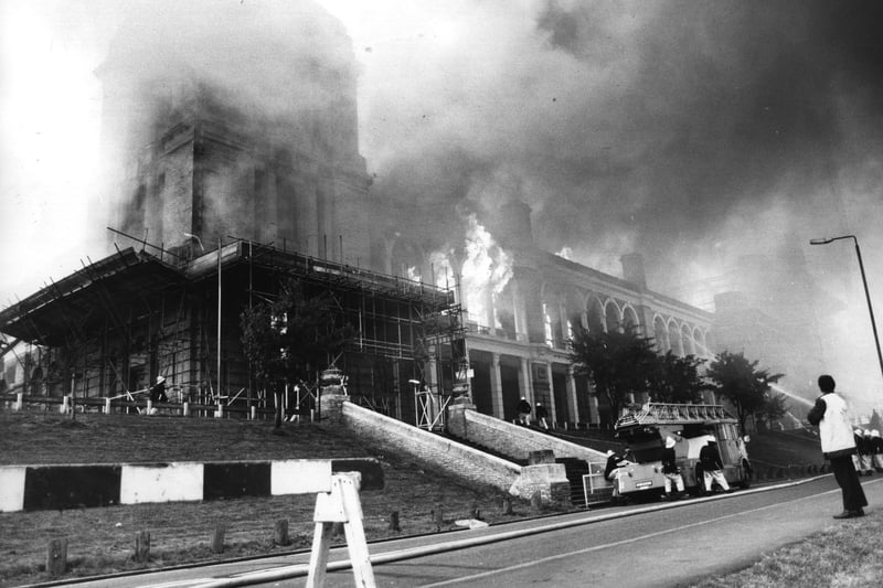 The venue’s second fire destroyed half of the building, with parts of the famous organ also suffering serious damage. It was eventually re-opened to the public in 1988. Credit: Ian Tyas/Keystone/Getty Images.