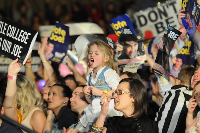 These fans were having a great time as they watched the X Factor final night in 2009.