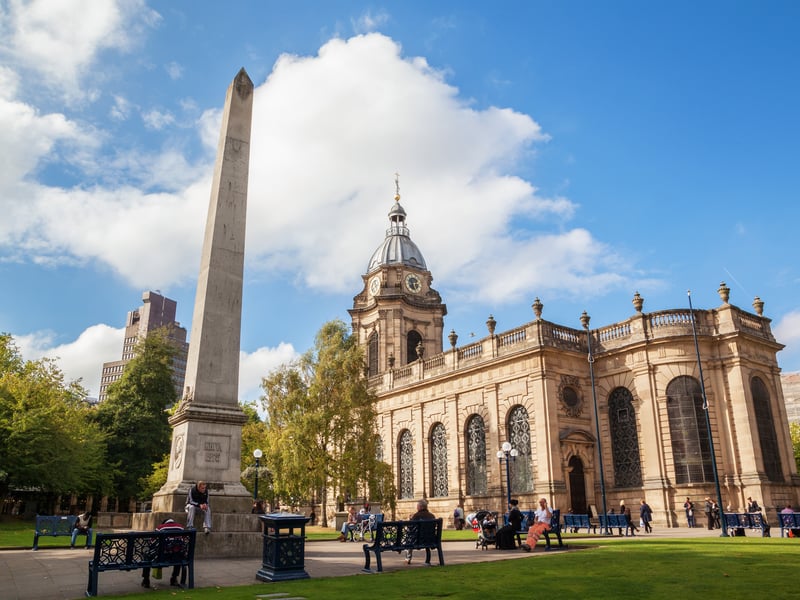 The church of St Philip was built in Birmingham in 1715. It became a cathedral when a new Diocese was formed in 1905. It still has the stained-glass windows by Birmingham born artist, Edward Burne-Jones.  (Photo - senicer - stock.adobe.com)