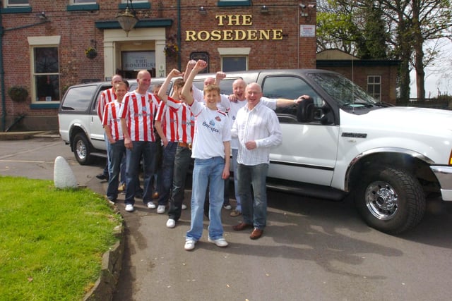 Leaving for the match - which was in Barnsley - in a stretch limo in 2008.