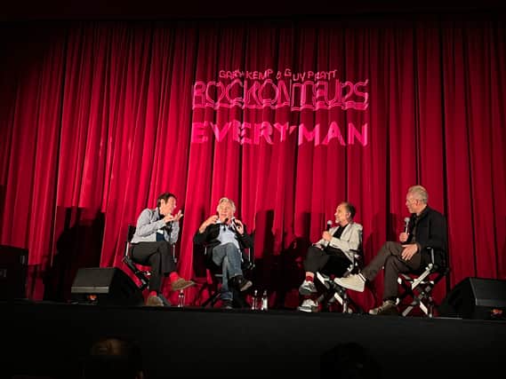 Steve Diggle (Buzzcocks) and Glen Matlock (Sex Pistols) joined Gary Kemp and Guy Pratt for a live recording of Rockonteurs podcast at Screen on the Green, the venue for a legendary  concert by Sex Pistols, The Clash and Buzzocks in August 1976. (Photo by André Langlois)