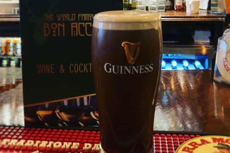 Along with their great selection of whiskies and ales, the award winning Bon Accord take pride in their pints of Guinness. 