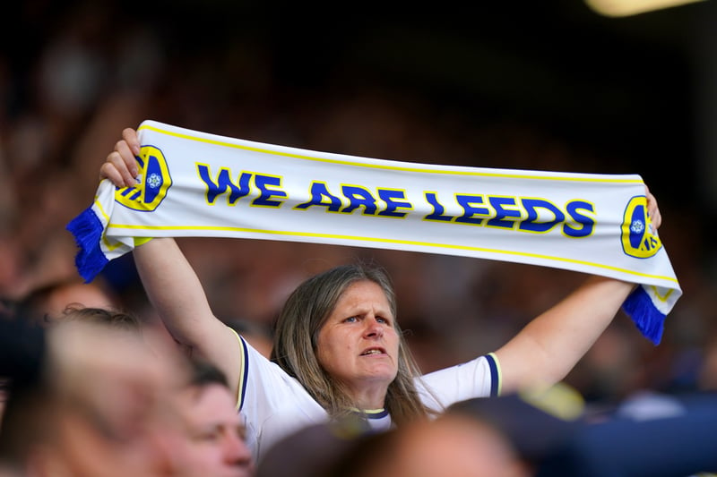 A Leeds United fan in the stands ahead of the Premier League match at Elland Road