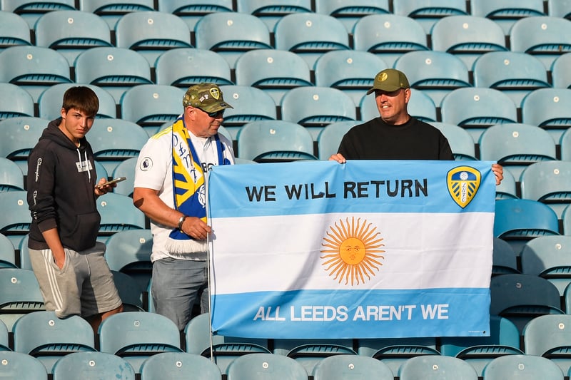 Leeds fans with a defiant message after being relegated