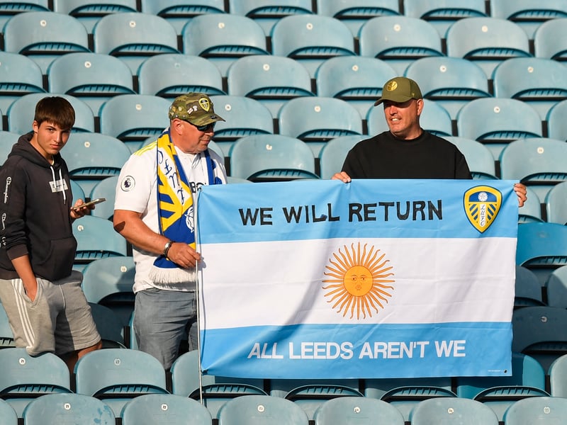 Leeds fans with a defiant message after being relegated
