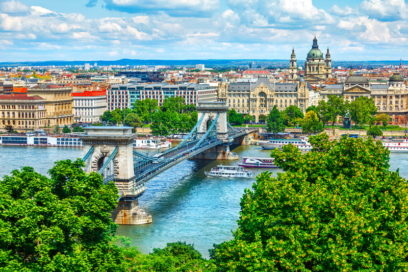 Budapest is one of Europe’s most beautiful cities and it’s very affordable to live here too. A one bedroom apartment costs an average of €660 a month. Image: Adobe